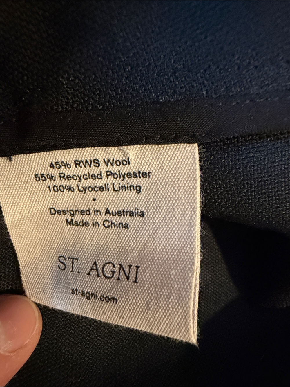 St Agni Black Mini Dress with Pockets -Wool - Picture 3 of 3